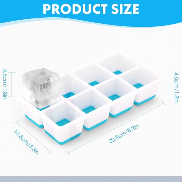 Detalle de Sinnsally Silikon-Eiswürfelform im 3er-Set mit Deckel für große Kugel-Eiswürfel (Blau)