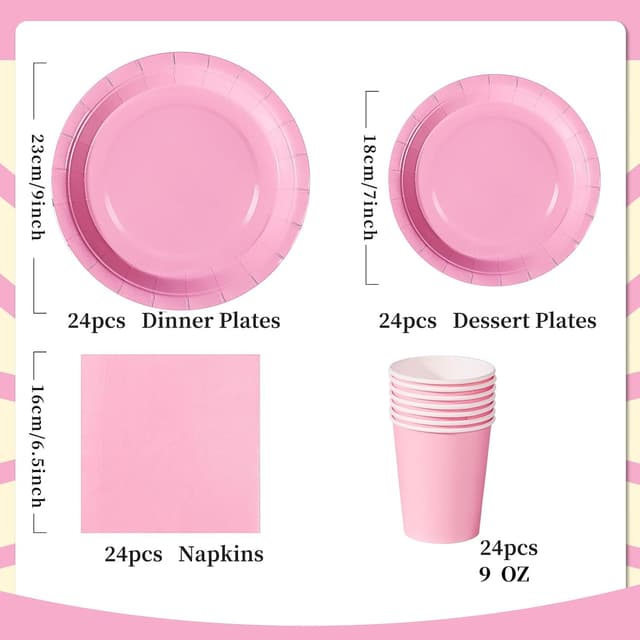 Thumbnail 1 de Nkaiso Hellrosa Partygeschirr 96-teilig