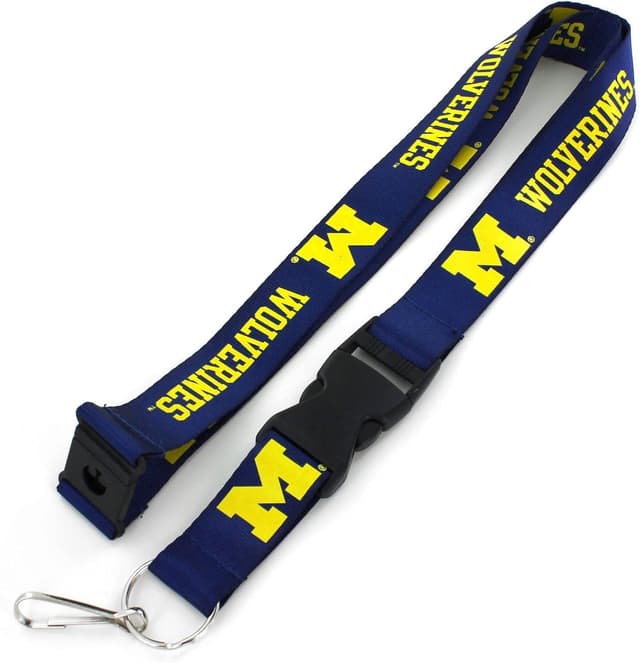 Detalle de Aminco NCAA Michigan Wolverines Team Lanyard (Yellow) — 24-inch nylon badge holder