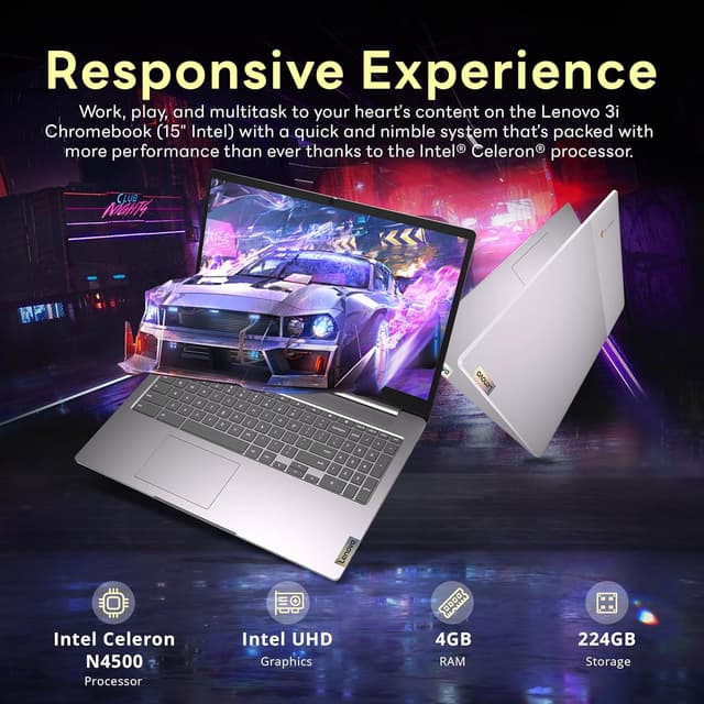 Detalle de Lenovo Ideapad 3 Chromebook 15.6" FHD, 224GB