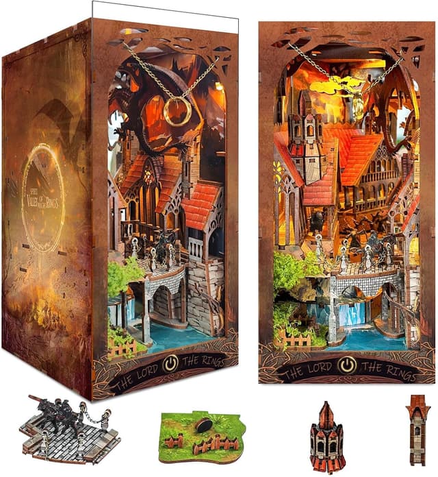 Detalle de Spirit Valley of the Magic Ring DIY Book Nook Kit with LED 3D Wooden Puzzle Insert