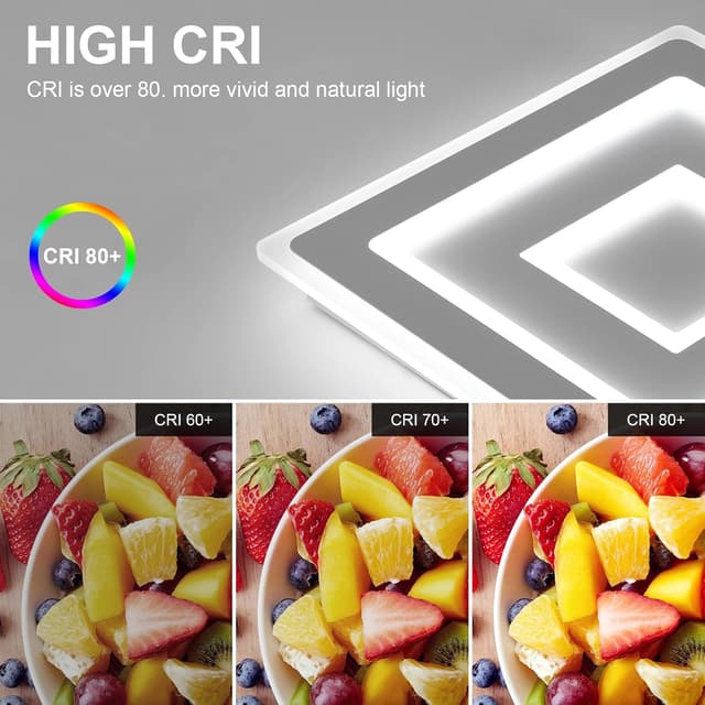 Detalle de Comely plafonnier LED carré moderne 52W (40 x 40 cm) 6500K – luminaire plafond design en acrylique