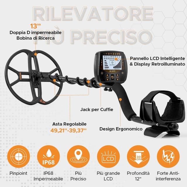 Detalle 2 de Hazlewolke 33CM Metal Detector professionale 🧲