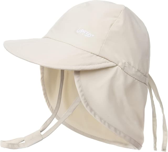 Detalle 2 de FURTALK Baby-Sonnenhut mit Nackenklappe (UPF 50+) einstellbar für 0–6 Monate