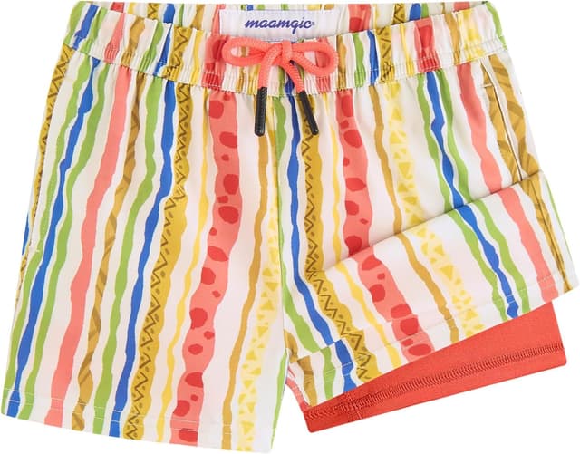 Detalle de MaaMgic Badehose Jungen Badeshorts Kinder (2-in-1) – schnelltrocknend mit Kompressions-Innenhose
