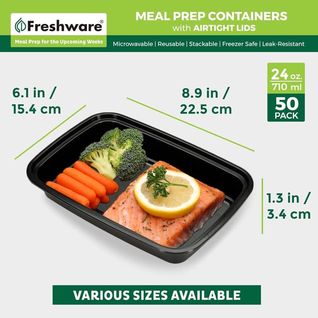 Detalle 2 de Freshware Meal Prep Containers 50 Pack 🍱