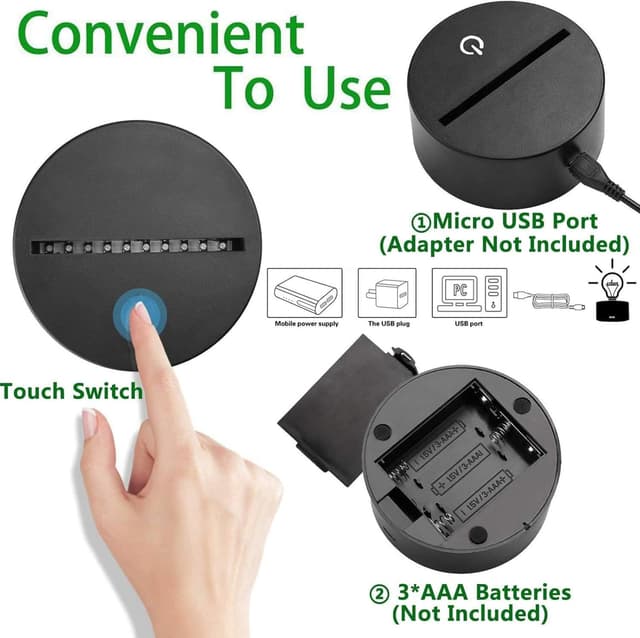 Detalle 2 de yiyicas 3D Illusion Lamp 7‑colour Night Light