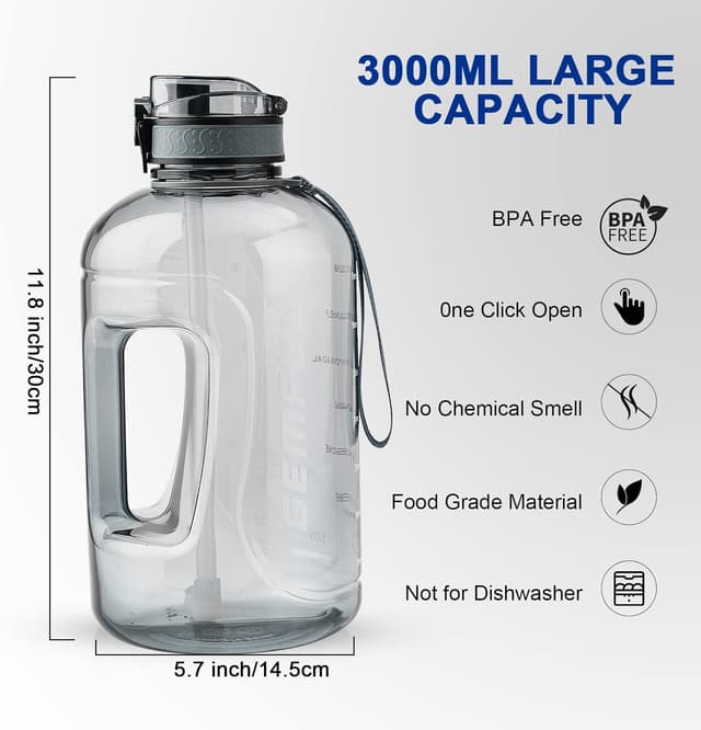 Detalle de 3L hydration water bottle with straw