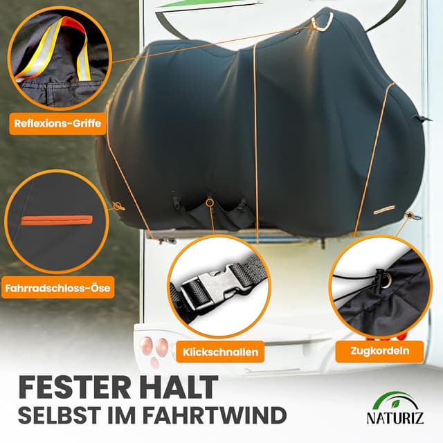 Thumbnail 6 de NATURIZ® Fahrradabdeckung Heckträger wasser- und reißfest für 2 Fahrräder (mit 6 m Spannseil)