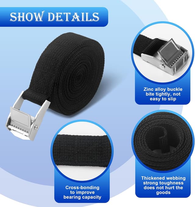 Detalle 2 de 10 Stück Spanngurt 25 mm x 4 m Zurrgurt Set