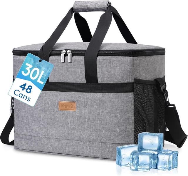 Detalle de Lifewit Sac Isotherme 30L (grand format) en gris – glacière souple portable pour pique-nique, plage et camping