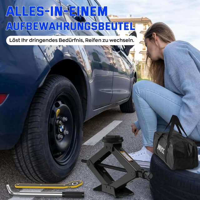Thumbnail 6 de IMAYCC Wagenheber 2,5 t (2500 kg) für BMW – Scherenwagenheber mit 2 Gummiauflagen und Radmutternschlüssel
