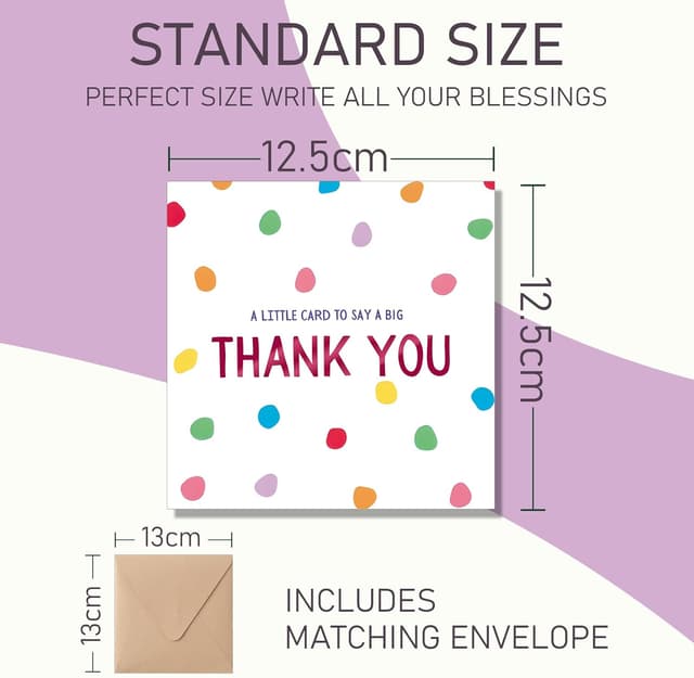 Detalle 2 de Frelimiu 30-Pack Thank You Cards Multipack (350GSM) with Kraft Envelopes – Polka Dot Design