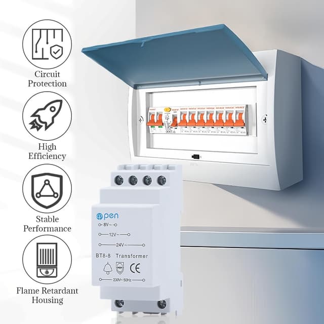 Detalle 2 de AMFUN Trasformatore per campanelli su guida DIN con uscite 8V, 12V e 24V AC