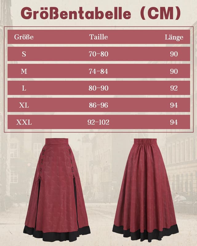 Thumbnail 5 de Viktorianischer Trachtenrock Mittelalter Maxi A‑Linie