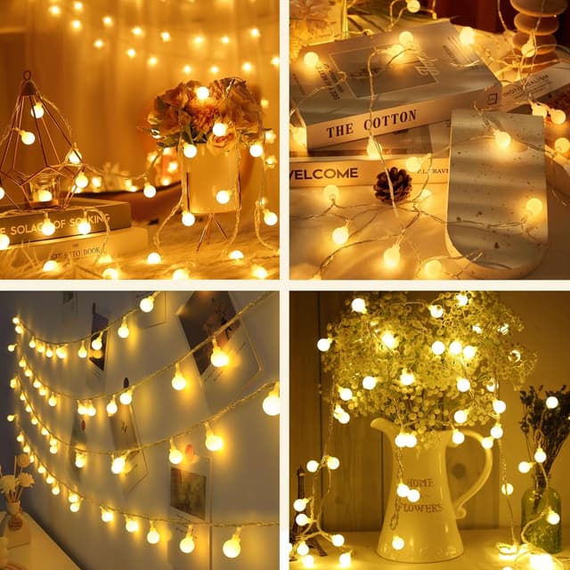 Thumbnail 6 de taiyongkang Kugel Lichterkette für außen, 15 m mit 100 warmweißen LEDs und Fernbedienung