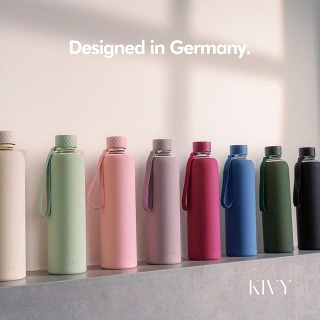 Detalle 2 de KIVY Glass Water Bottle 32 oz with sleeve