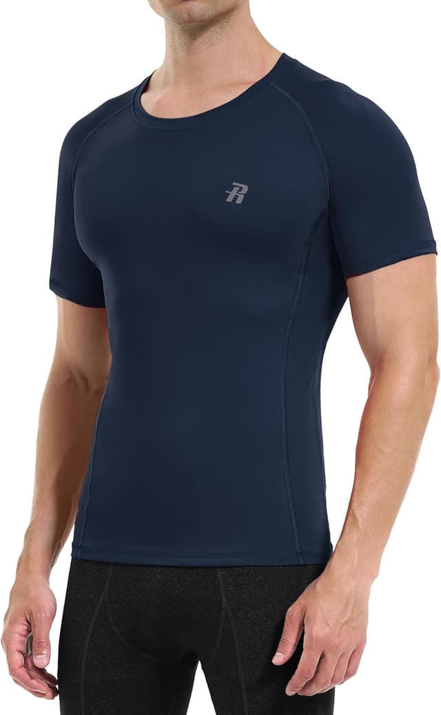 Detalle 2 de Runhit 3er Pack Kompressionsshirt Herren Kurzarm – Funktionsshirt mit Schnell-Trocknung und atmungsaktivem Mesh