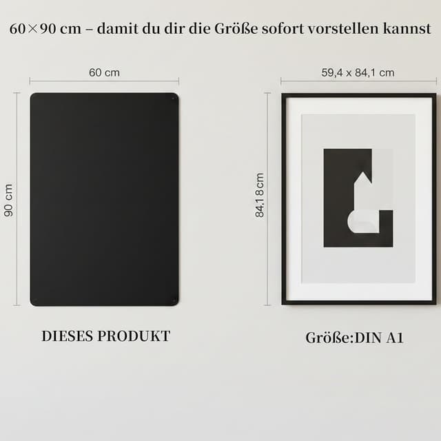 Detalle de Qiytecno Magnettafel Schwarz Groß 60x90 cm – edles Magnetboard für Reisemagnete & Sammlungen