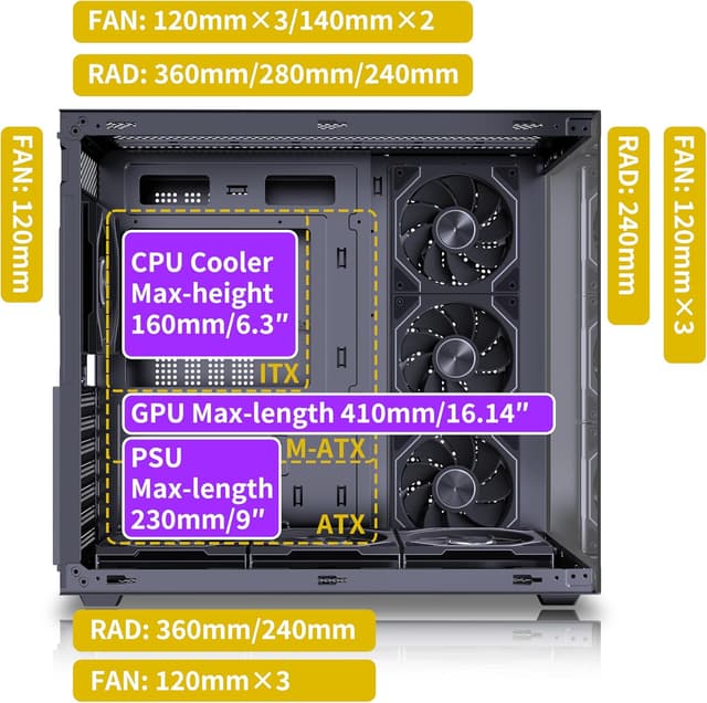 Thumbnail 4 de MUSETEX Y6 PC Gehäuse ATX Mid Tower