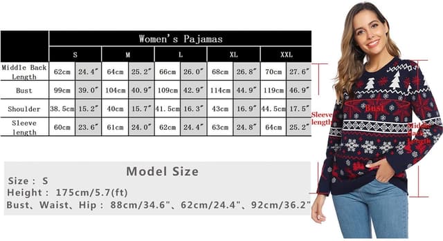 Thumbnail 6 de Pull de Noël unisexe Aseniza « ugly sweater » à motif flocon et wapiti, col rond