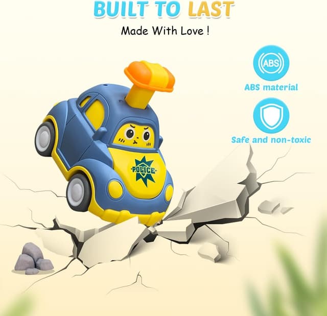 Detalle de Joyfuture Press and Go Car Toys – 4 Pack Vehicle Set for 1–3 Year Olds