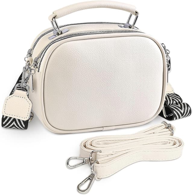 Detalle de SPFASZEIV Women’s small cross body bag in faux leather with 2 removable straps