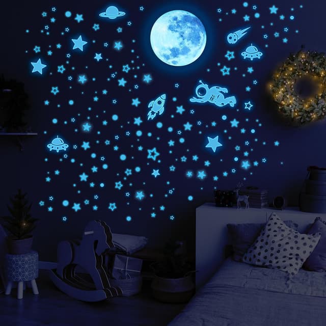 Detalle de ECHOCUBE 1503-piece Glow in the Dark Star Stickers (Blue) for Ceiling & Walls
