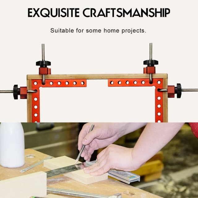 Detalle de 90 Degree Cabinet Clamp Corner Square (5.5 in x 5.5 in) Aluminum Alloy & Stainless Steel, Right-Angle Woodworking Clamp Tool (4-pack)