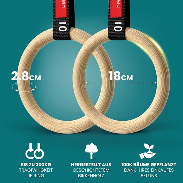 Thumbnail 1 de BeMaxx Turnringe Holz 300 kg