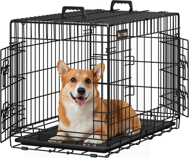 Detalle de Feandrea Cage pour chien pliable PPD30H, 2 portes et plateau amovible (taille M) – 77,5 x 48,5 x 55,5 cm