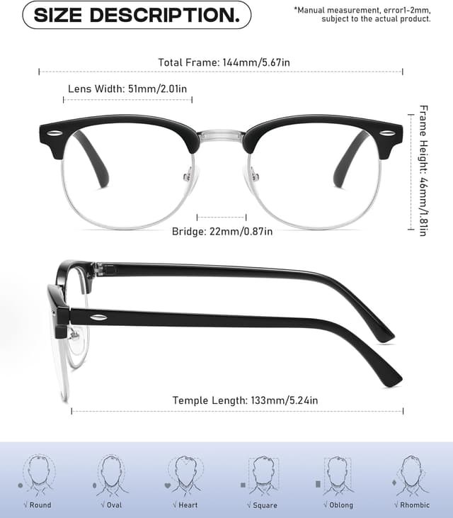 Detalle de Perfectmiaoxuan Blue light glasses 2 pack