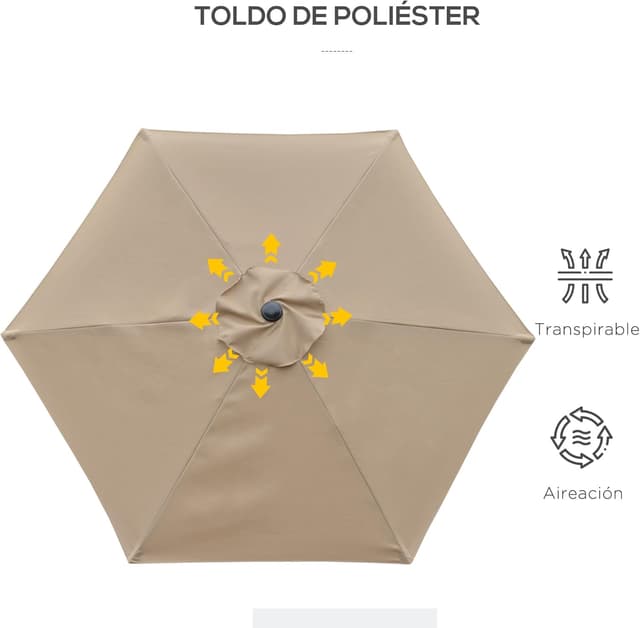Thumbnail 4 de Outsunny Sombrilla Terraza Ø230 cm