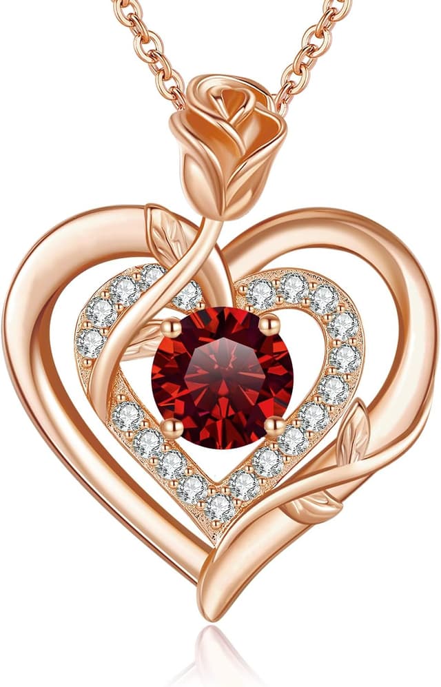 Thumbnail 6 de LAVUMO Moissanite Halskette Damen aus 925 Sterling Silber mit Doppel-Herz Rosen-Anhänger