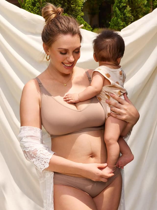 Detalle de MOMANDA soutien-gorge d’allaitement sans couture sans armatures grande taille, col en V