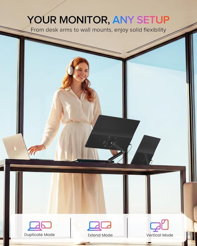 Detalle 2 de EVICIV Portable Monitor 15,6 Zoll – 1080P IPS mit 125 % sRGB (USB‑C / Mini‑HDMI)