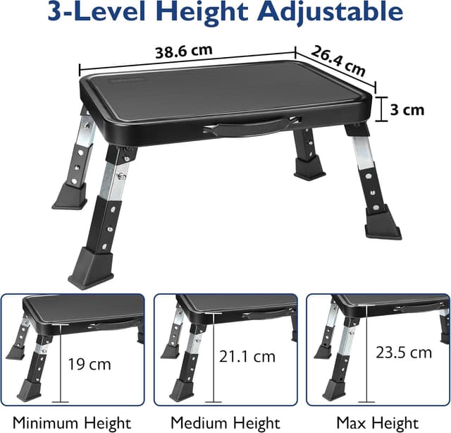 Detalle de BONTEC 3-Level Folding Step Stool 150 kg 🪜
