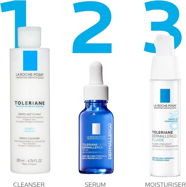 Detalle de La Roche-Posay Toleriane Dermallergo regenerierendes Gesichtsfluid für empfindliche, zu Allergien neigende Haut (40 ml)
