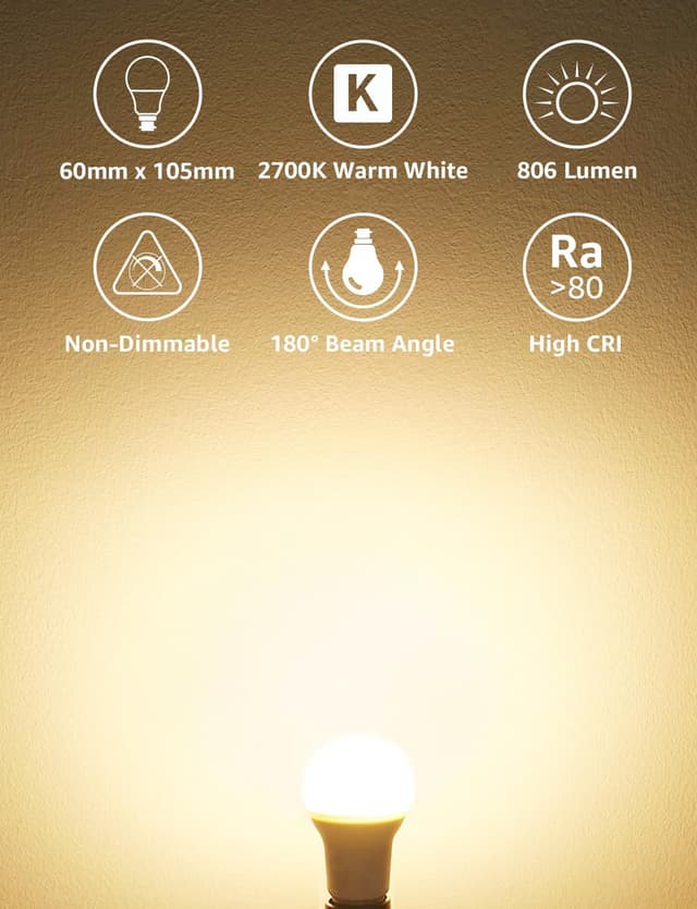 Detalle 2 de Lepro Bayonet LED Bulb 60W Equivalent 806lm 2700K BC Pack of 12