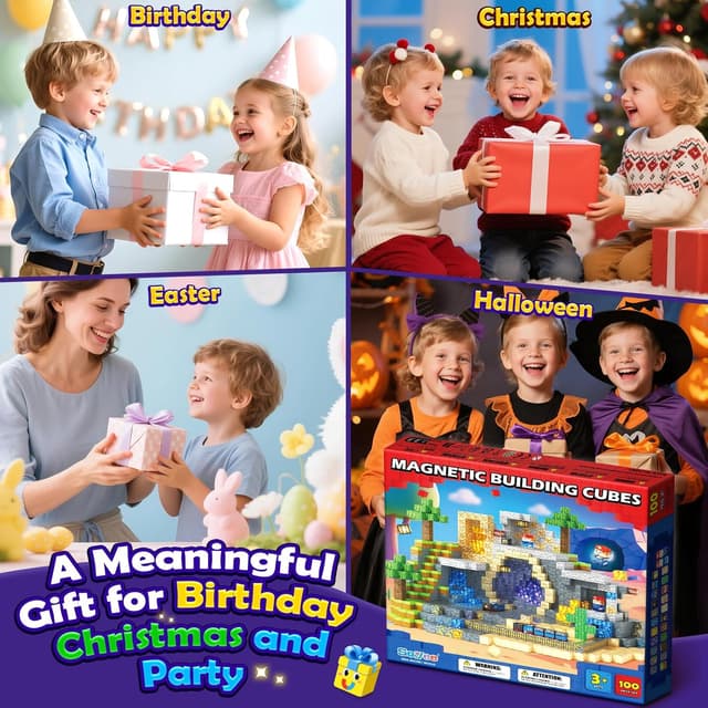 Thumbnail 6 de Build Mine Magnet World 100PCS magnetic tiles 🧩