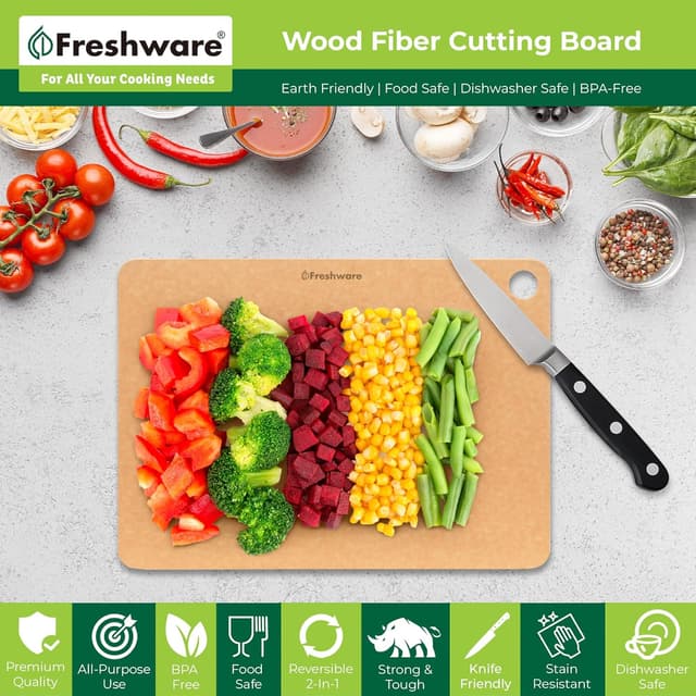 Detalle 2 de Freshware Wood Cutting Boards Set of 2 🍽