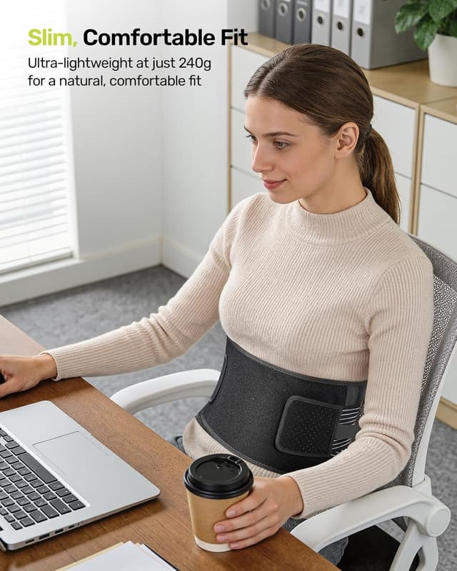 Detalle de Rakiie Slim Back Brace for Lower Back Pain Relief (Lightweight, Breathable) — Sky Blue, XL