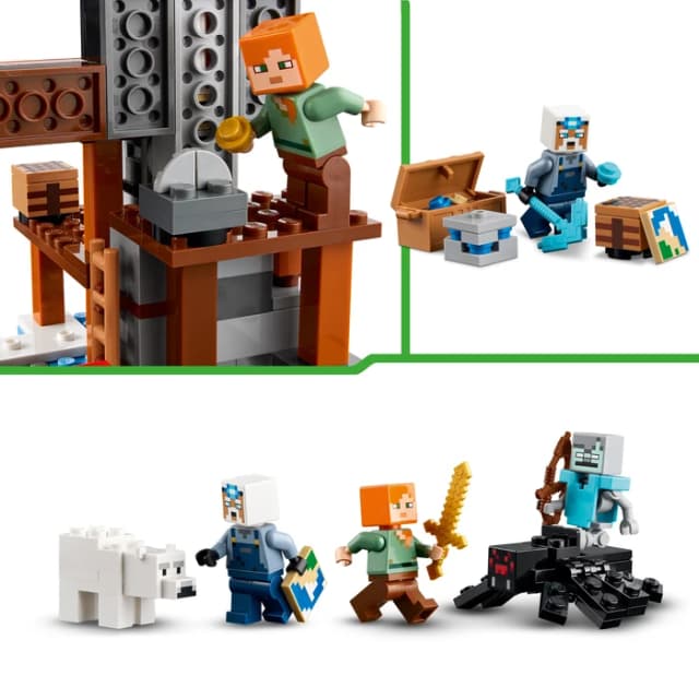Detalle 2 de LEGO Minecraft Die Spitzhackenmine 21277 – Minenschacht mit Schienen und Action-Elementen