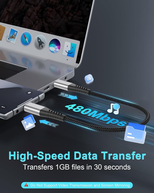 Detalle de PEAKLIFT 15cm USB-C to USB-C Cable (3-Pack), 60W 3A USB PD Fast Charging Short Charger Lead