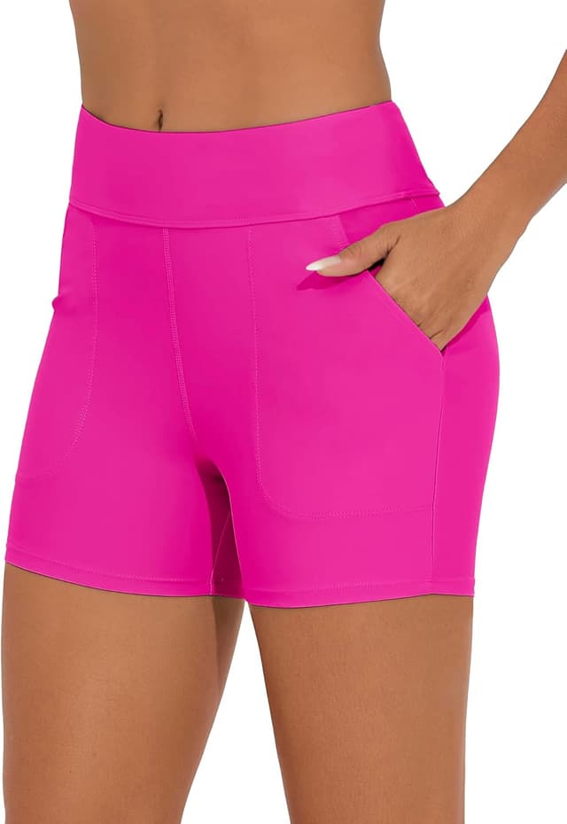 Thumbnail 6 de Bonneuitbebe High-Waisted Women’s Swim Shorts with Pockets & Built-In Brief