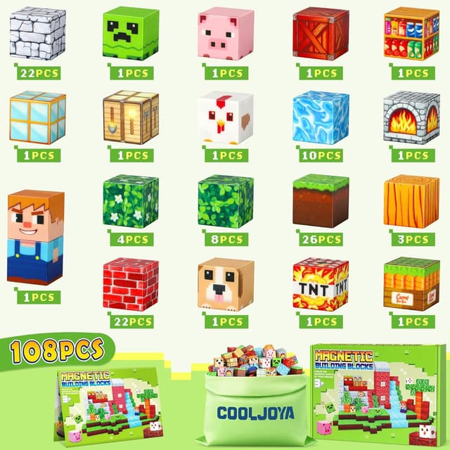 Thumbnail 5 de COOLJOYA 108-piece magnetic blocks set