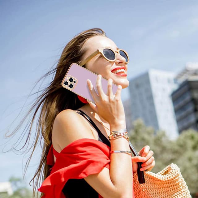 Thumbnail 6 de Urarssa iPhone 14 Pro case in purple with bling heart design and shockproof bumper