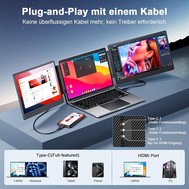 Detalle de JEEJIA 14" Tragbarer Monitor