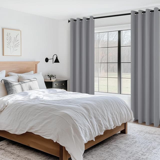 Thumbnail 6 de MRTREES Light Grey Blackout Curtains (54 Drop) – 2 Eyelet Panels, Thermal for Bedroom & Living Room