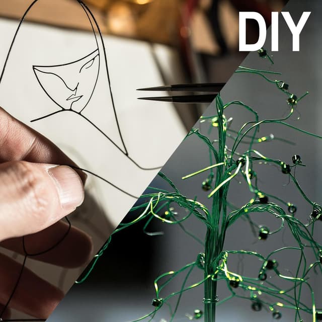 Detalle de com-four® 10x Blumenwickeldraht-Set (grün) – Bindedraht auf Holzstab, 0,65 mm, 10 Stück